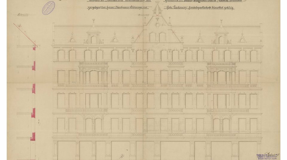 Kamienica 25 — Elewacja z projektu z 1899 roku (archiwum)